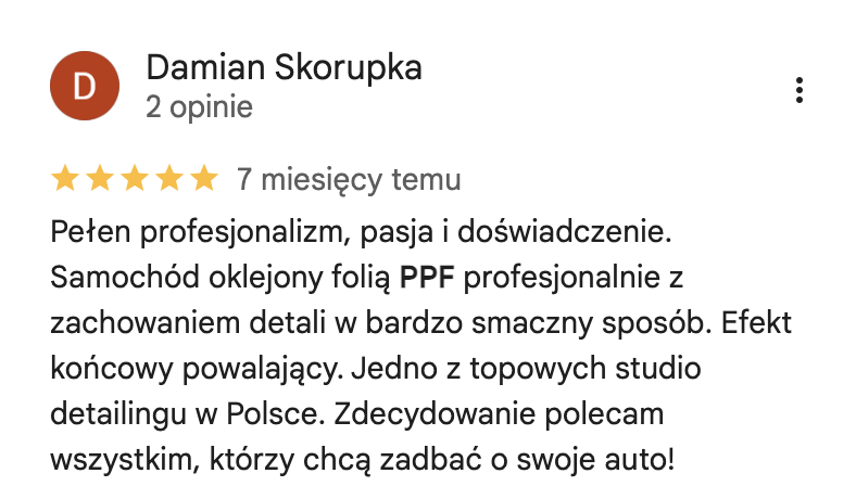 Opinia klienta Google
